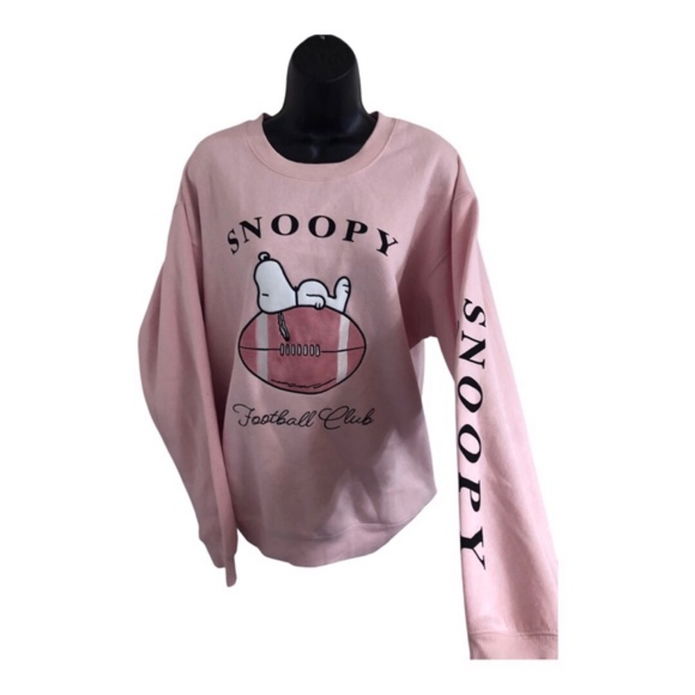 Peanut’s Snoopy football club graphic print pink sweatshirt‎ size medium new - Picture 8 of 15